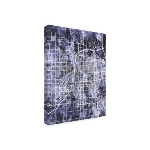 Michael Tompsett 'Omaha Nebraska City Map Blue' Canvas Art,14x19